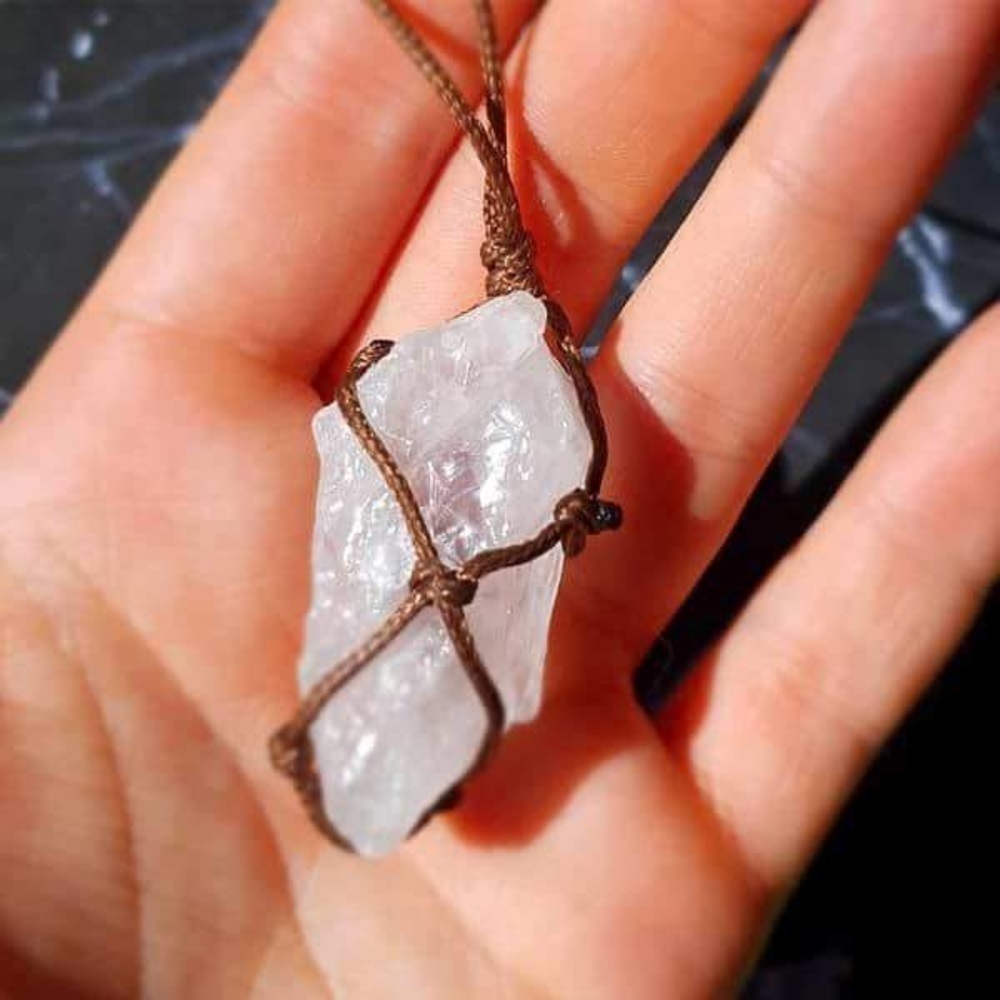 Wrapped Raw Clear Quartz Adjustable Necklace - Picture 6 of 6